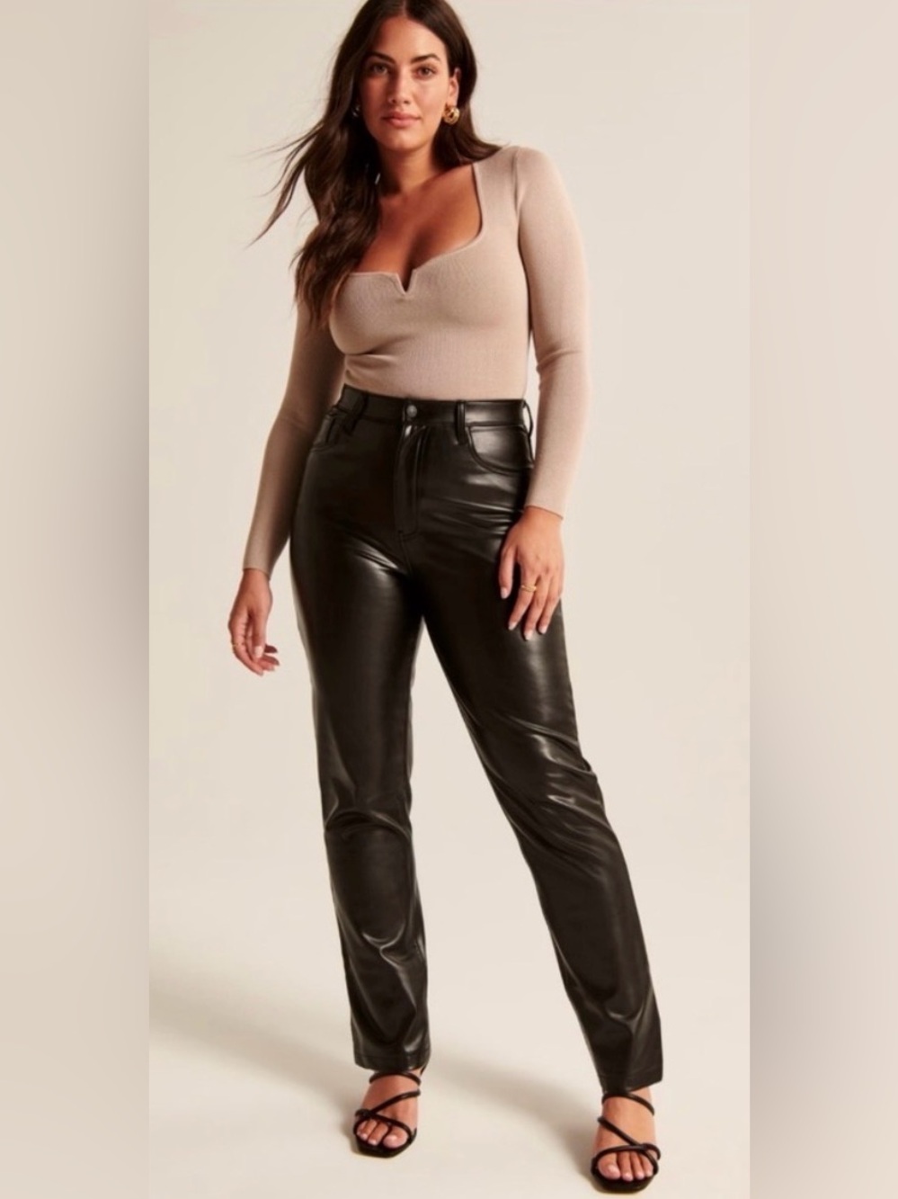 Abercrombie 90s Straight Ultra High Rise Curve Love Faux Leather Pants 27 Edgy